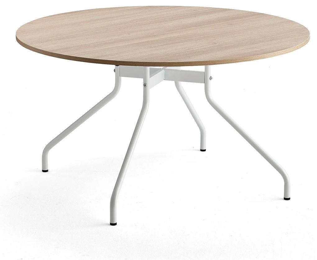 Stôl AROUND, Ø 1300 mm, dub, biela