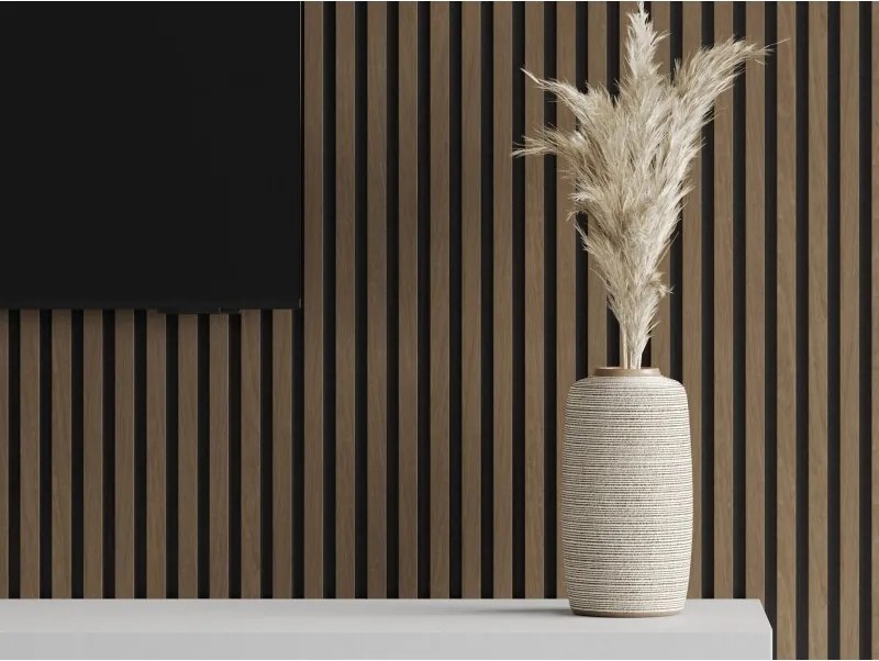 Mexen Lam-F, akustické stenové lamely 275 × 30 cm, plstený podklad 8 mm, technická dyha, orech espresso, S105-275307-3015-019