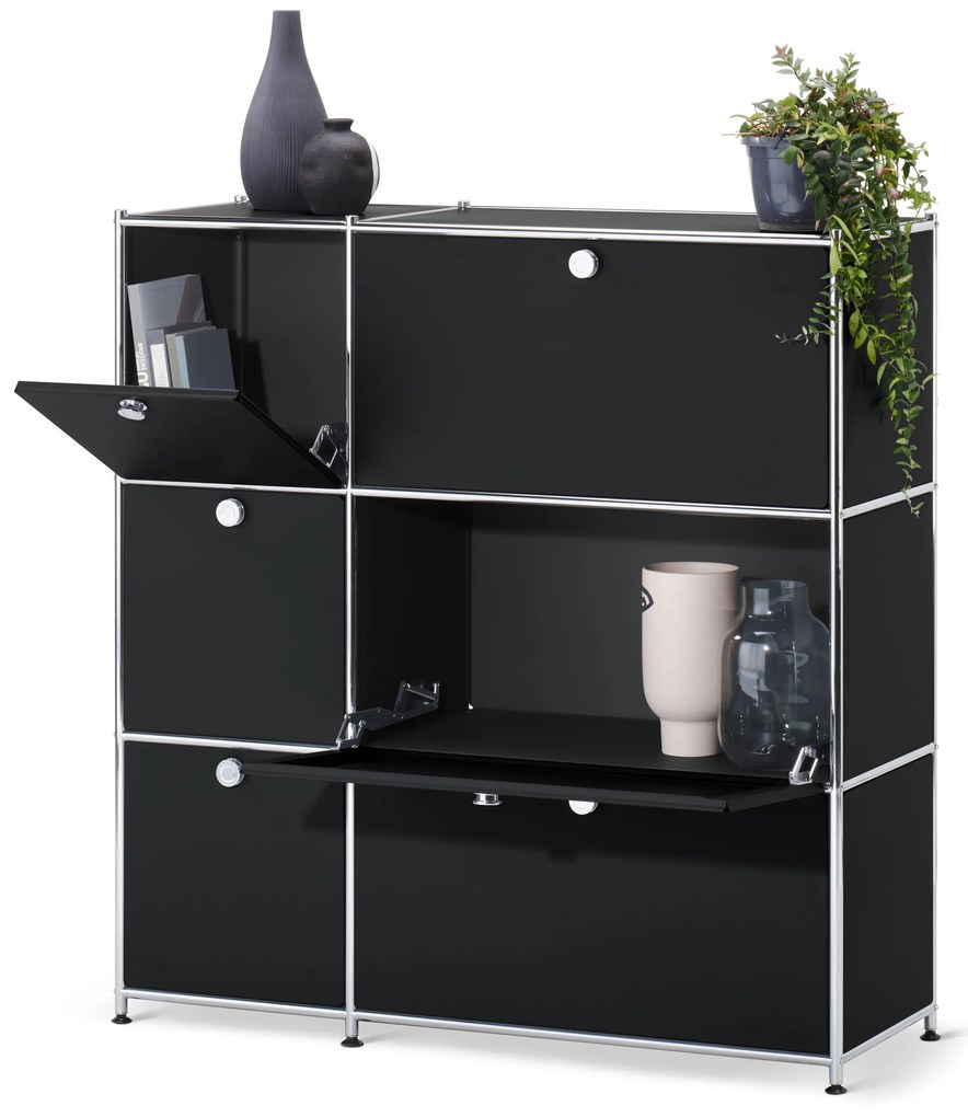 Komoda »CN3« so 6 výklopnými dvierkami, čierna