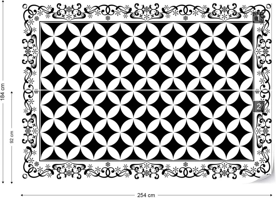 Fototapeta GLIX - Black And White Pattern + lepidlo ZADARMO Vliesová tapeta  - 254x184 cm