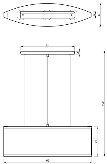 Luster na lanku KAGA 3xE27/60W/230V čierna/zlatá