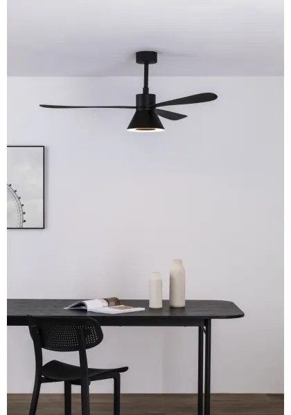 FARO 33761WT-23-LED Stmievateľný ventilátor AMELIA L CONE LED/20W/230V čierny pr.132 cm WT +DO