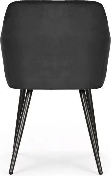 Sada šiestich jedálenských stoličiek ESTELLE zamatové, čierne / čierne nohy (6 ks)