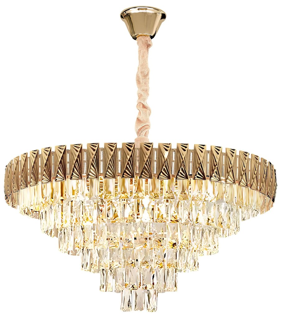 Toolight Toolight, závesné krištáľové svietidlo 80cm, 12xE14, G061-CP, zlatá, OSW-08995