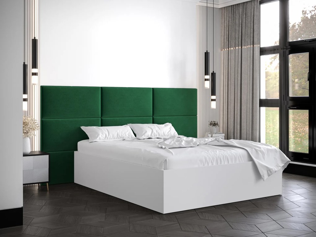 Manželská posteľ s čalúneným čelom 160 cm Brittany 2 (biela matná + zelená) (s roštom). Vlastná spoľahlivá doprava až k Vám domov. 1045945