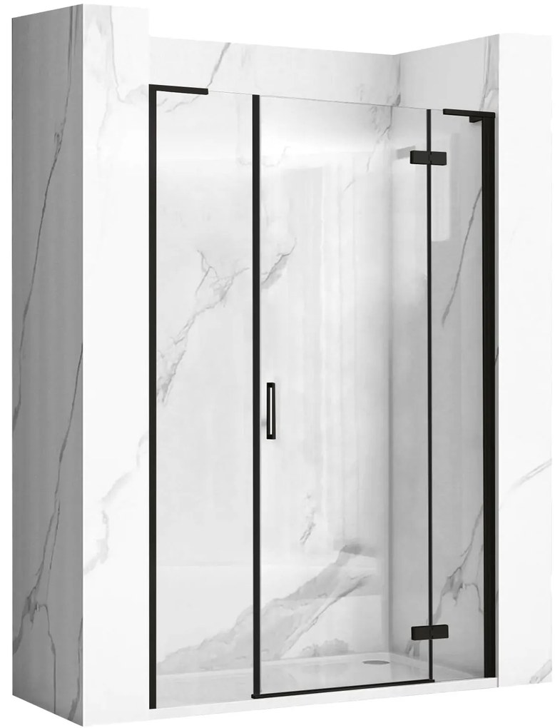 Rea Hugo, 1-krídlové sprchové dvere do otvoru 120x200,5 cm, 6mm číre sklo, čierny profil, KPL-45210