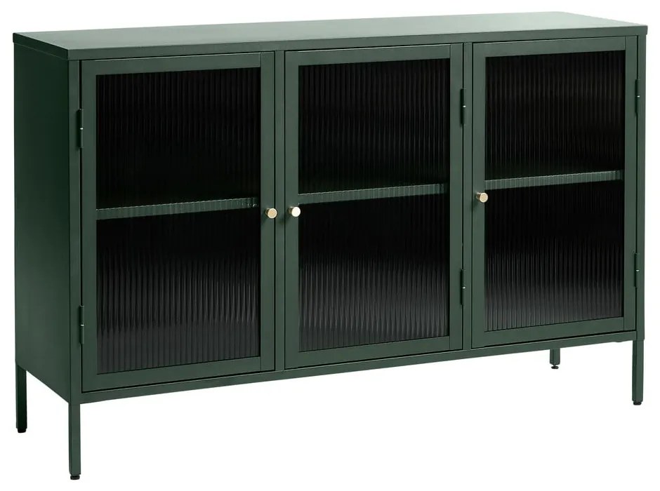 Zelená kovová vitrína Unique Furniture Bronco, výška 85 cm