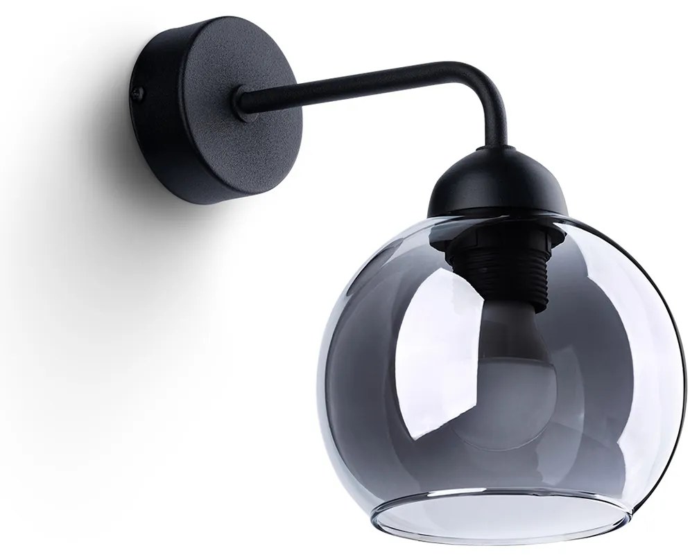 Nástenné svietidlo Alino, 1x grafitové sklenené tienidlo