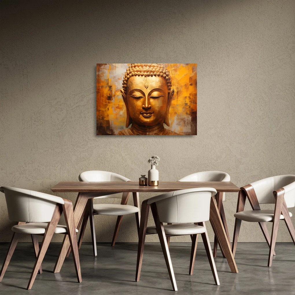 Sklenený obraz - Budha, olejomaľba (70x50 cm)