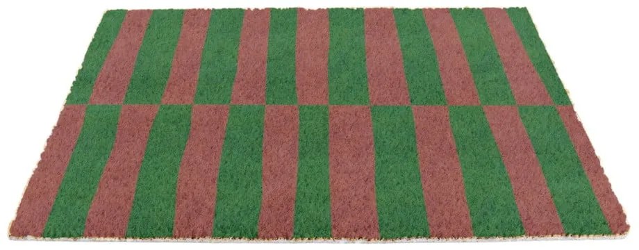 Rohožka z kokosového vlákna 40x60 cm Pink &amp; Green Half Stripes – Artsy Doormats