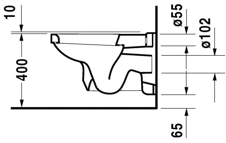 DURAVIT 1930 závesné WC s hlbokým splachovaním, 355 mm x 580 mm, s povrchom WonderGliss, 01820900001