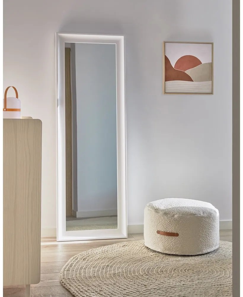 Biely puf Kave Home Adara, ø 50 cm