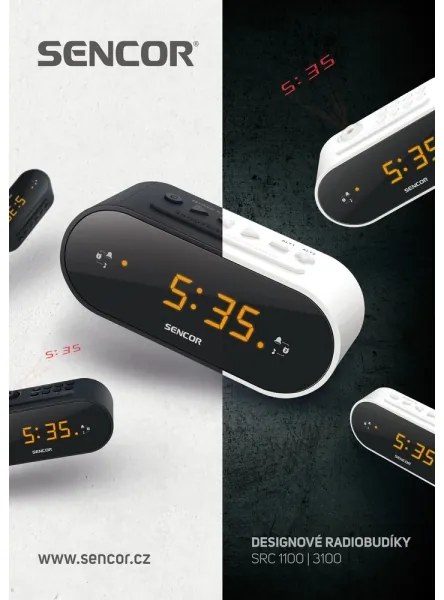 Sencor - Rádiobudík s LED displejom a projektorom 5W/230V 1xCR2032 biela