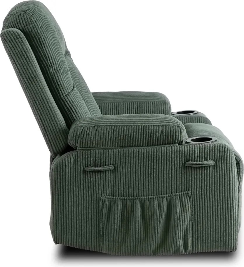 Masážne kreslo BOX Green Corduroy