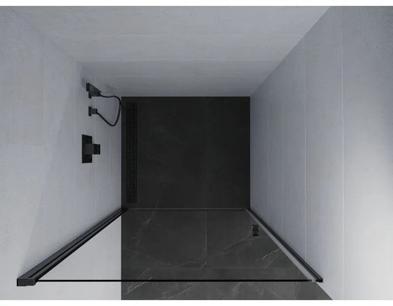 Mexen Pretoria, 1-krídlové sprchové dvere do otvoru 100 cm, 6 mm číre sklo, čierny profil, 852-100-000-70-00