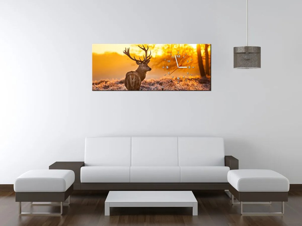 Gario Obraz s hodinami Silný jeleň Rozmery: 100 x 40 cm