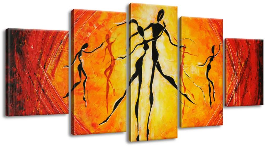Gario Ručne maľovaný obraz Nádherný tanec - 5 dielny Rozmery: 100 x 70 cm