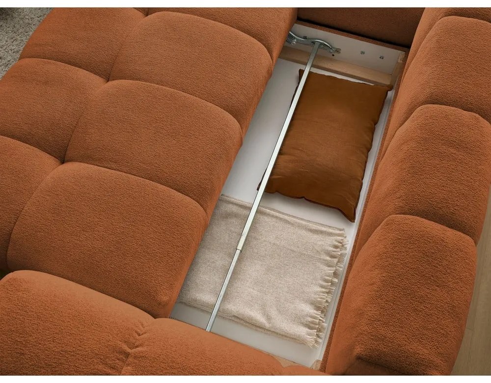 Terakotová ženilková rozkladacia/s úložným priestorom rohová pohovka (ľavý roh/do L) Everest – Bobochic Paris