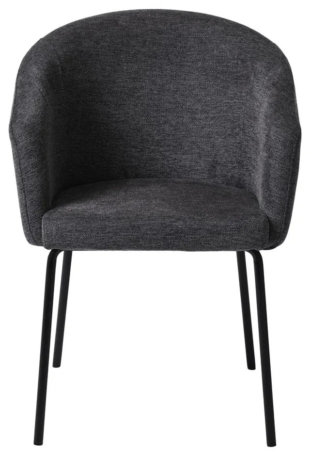 Tmavosivé čalúnené jedálenské kreslo s podrúčkami Easton – Unique Furniture