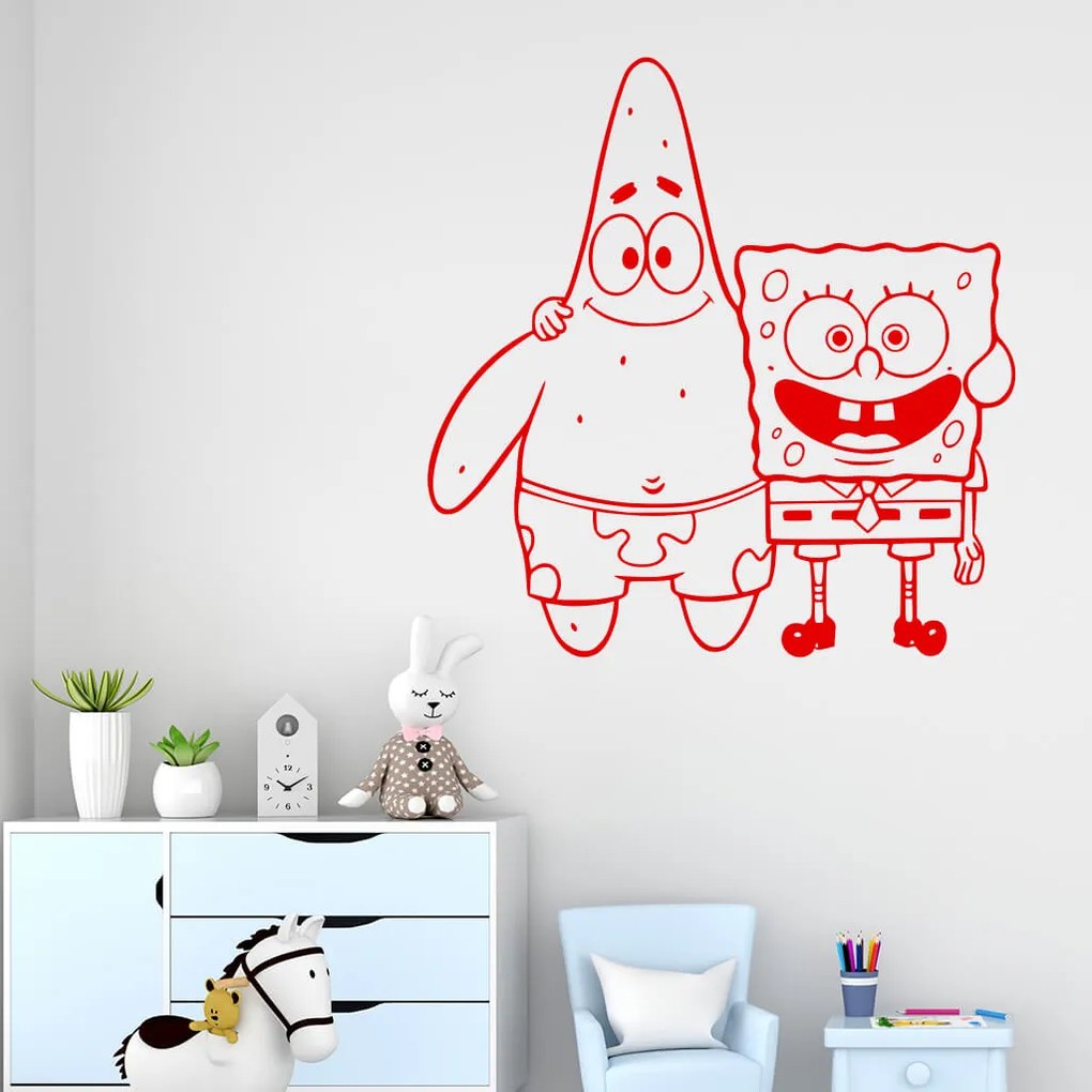 Veselá Stena Samolepka SpongeBob a Patrick Farba: fialová, Veľkosť: 100 x 102 cm