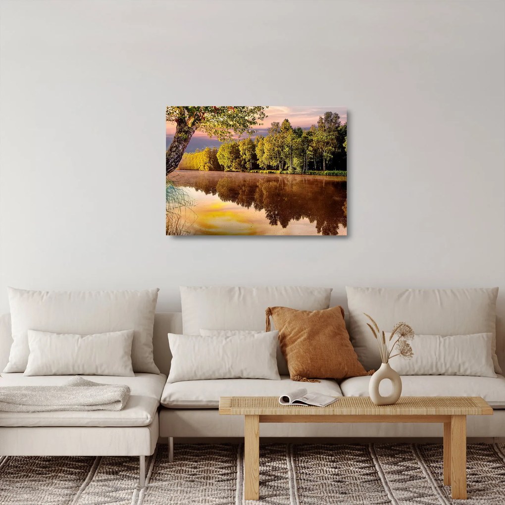 Sklenený obraz - Za riekou (70x50 cm)
