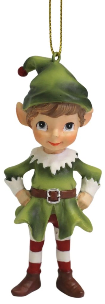 Zelená vianočná ozdoba škriatok Oliver 9cm