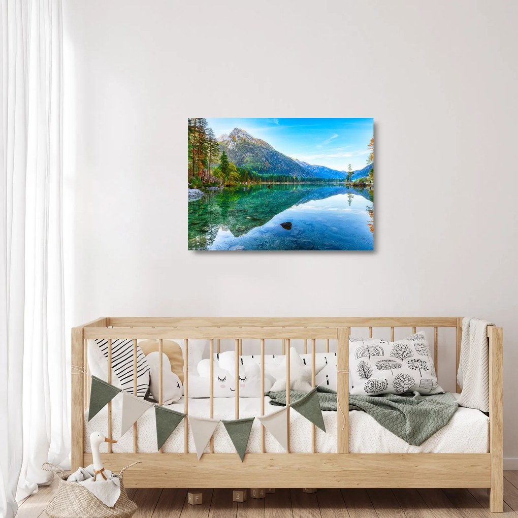 Sklenený obraz - Jazero Hintersee (70x50 cm)