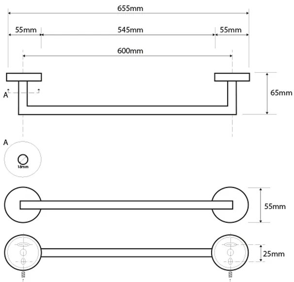 Sapho Sapho, X-STEEL držiak na uteráky 655mm, brúsená nerez, XS402