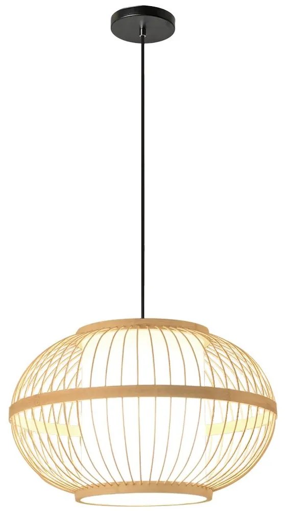 Toolight Natural, závesné stropné svietidlo 50cm 1xE27 APP1632-1CP, prírodná hnedá-biela, OSW-05144