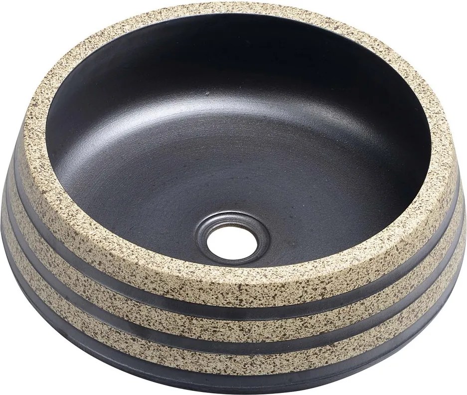 SAPHO - PRIORI keramické umývadlo, priemer 41cm, 15cm, čierna/kameň (PI021)