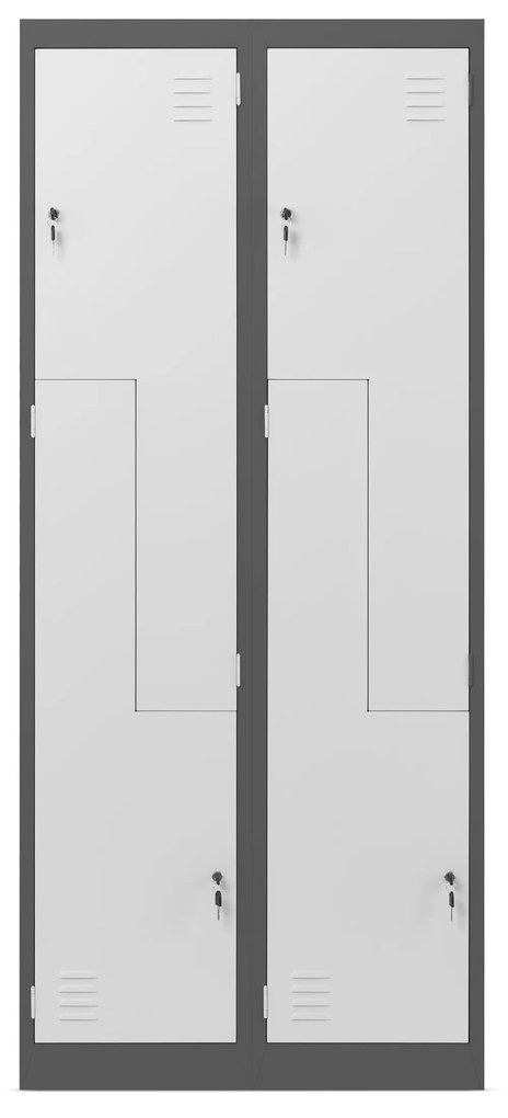 Kovová skriňa typu "L" JULIA, 800 x 1850 x 450 mm, antracitovo-biela