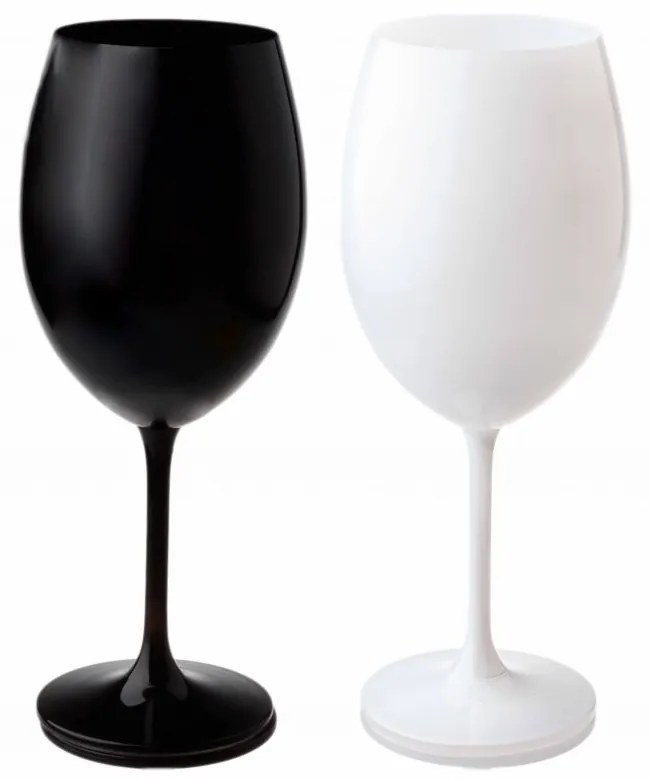 Set sklenic na víno, Black and White, Lesklé, Royal Crystal, 580 ml, 2 ks