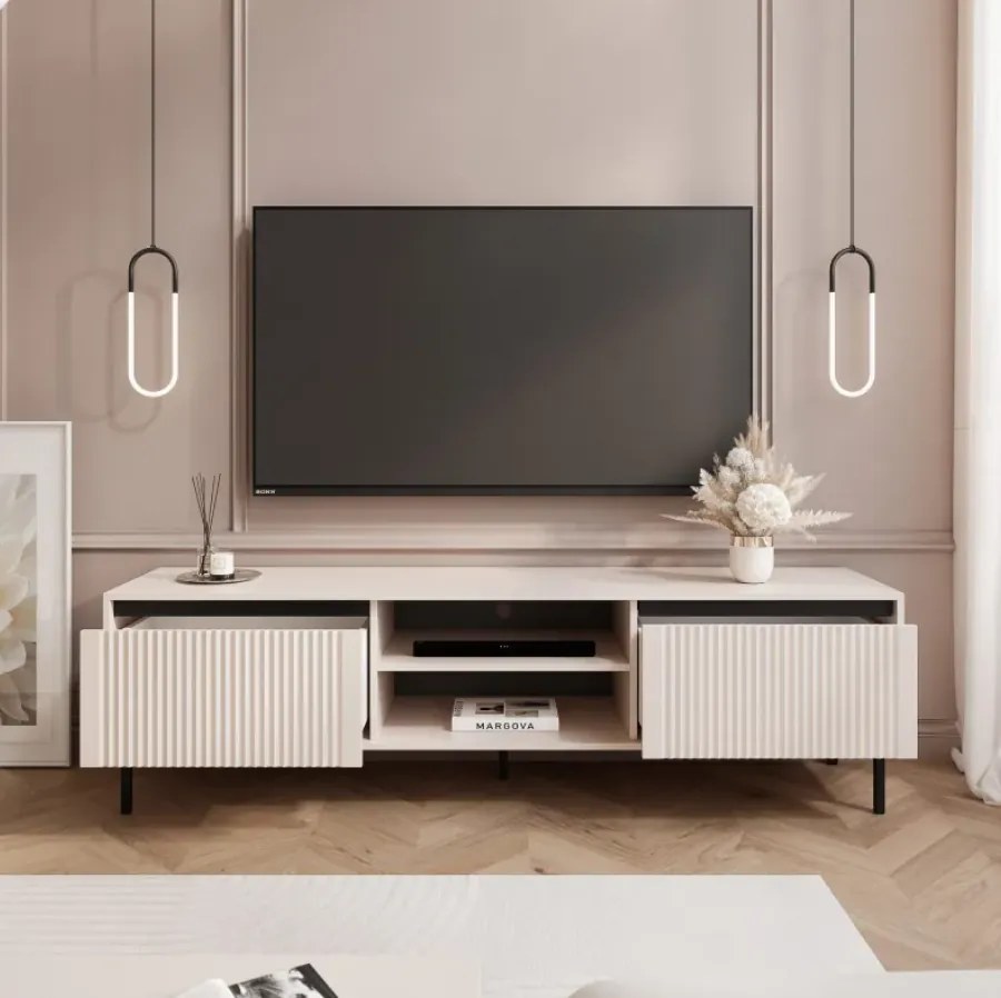 Dizajnový TV stolík  MADDEN 180 cm béžová