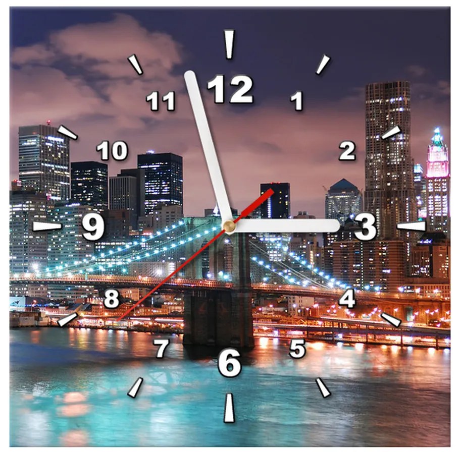 Gario Obraz s hodinami Panoráma Manhattanu Rozmery: 30 x 30 cm