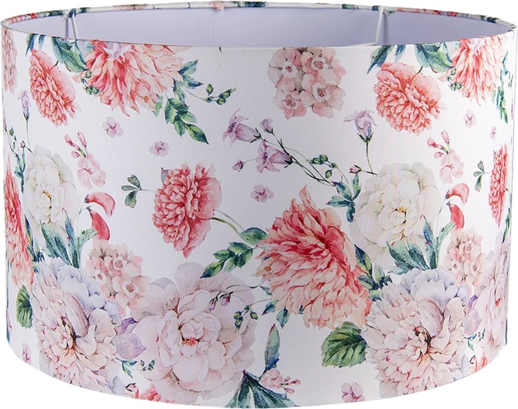 Biele tienidlo na lampu s potlačou kvetín - Ø 45 * 28 cm / E27