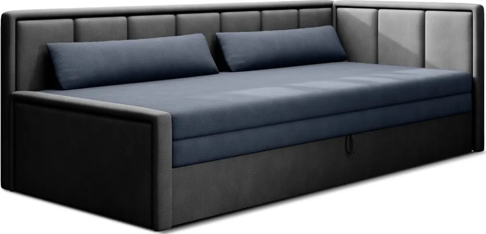 Modrá/sivá ženilková rozkladacia/s úložným priestorom pohovka 214 cm Fulgeo – ELTAP