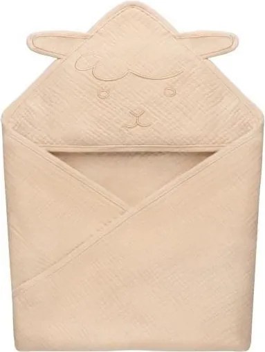 Lionelo - Detská mušelínová osuška s kapucňou, pieskovo-béžová