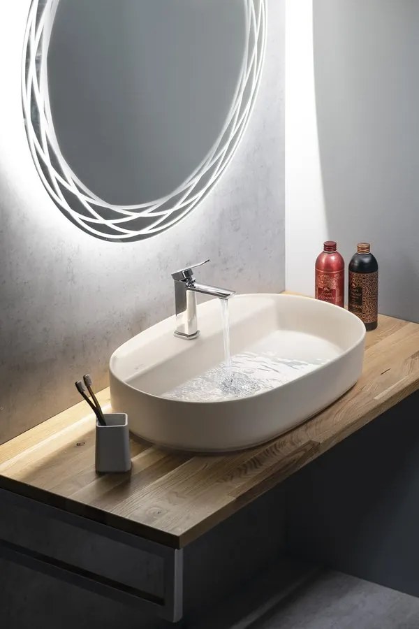 Sapho Sapho, INFINITY OVAL keramické umývadlo na dosku, 55x36 cm, Ivory, 10NF65055-2K