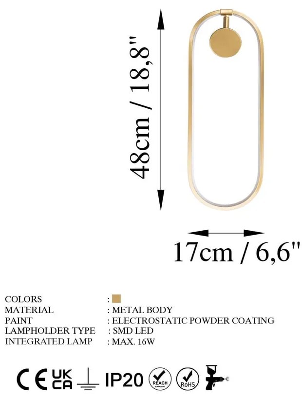 LED nástenné svietidlo v zlatej farbe Can – Opviq lights