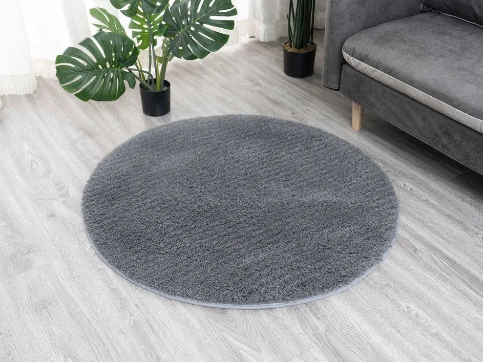 Tmavosivý okrúhly koberec Alpaka Rozmer: 80 cm