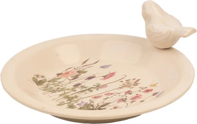 Keramické krmítko pre vtáčiky s lúčnymi kvetmi Flowers of Love L - Ø 26*10 cm