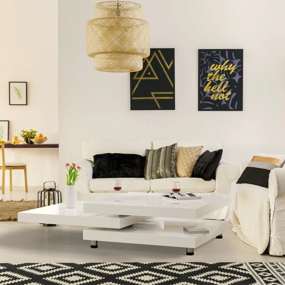 Konferenčný stolík NY – 60 x 60 cm – vysoký lesk biely