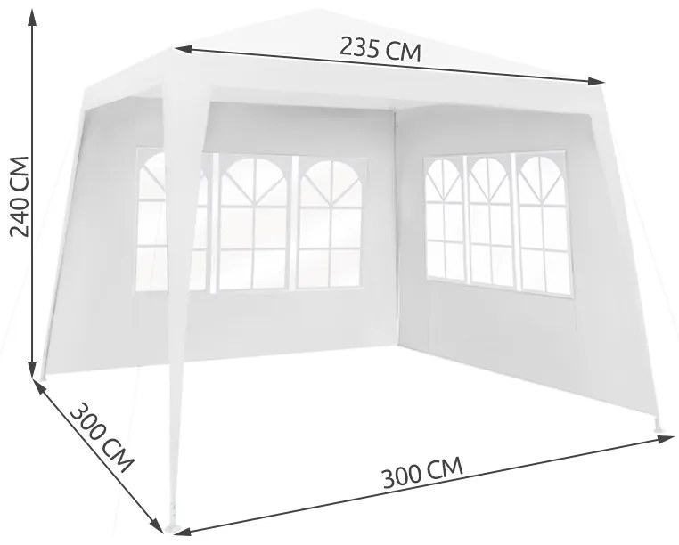 Malatec Záhradné párty stan 3 x 3 m + 2 bočné steny, biely, 1651