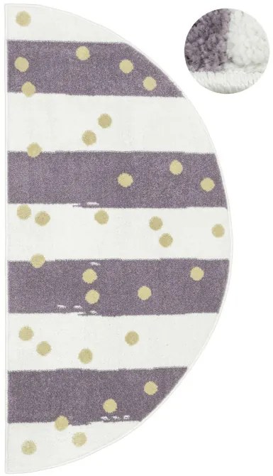 Koberec LIMA M044A krémový / fialový / zlatý polkruh