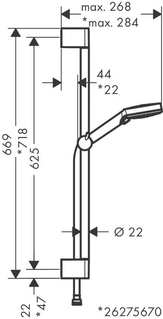 Hansgrohe Vernis Blend, sprchová súprava Vario so sprchovou tyčou Crometta 65 cm, chrómová, HAN-26275000