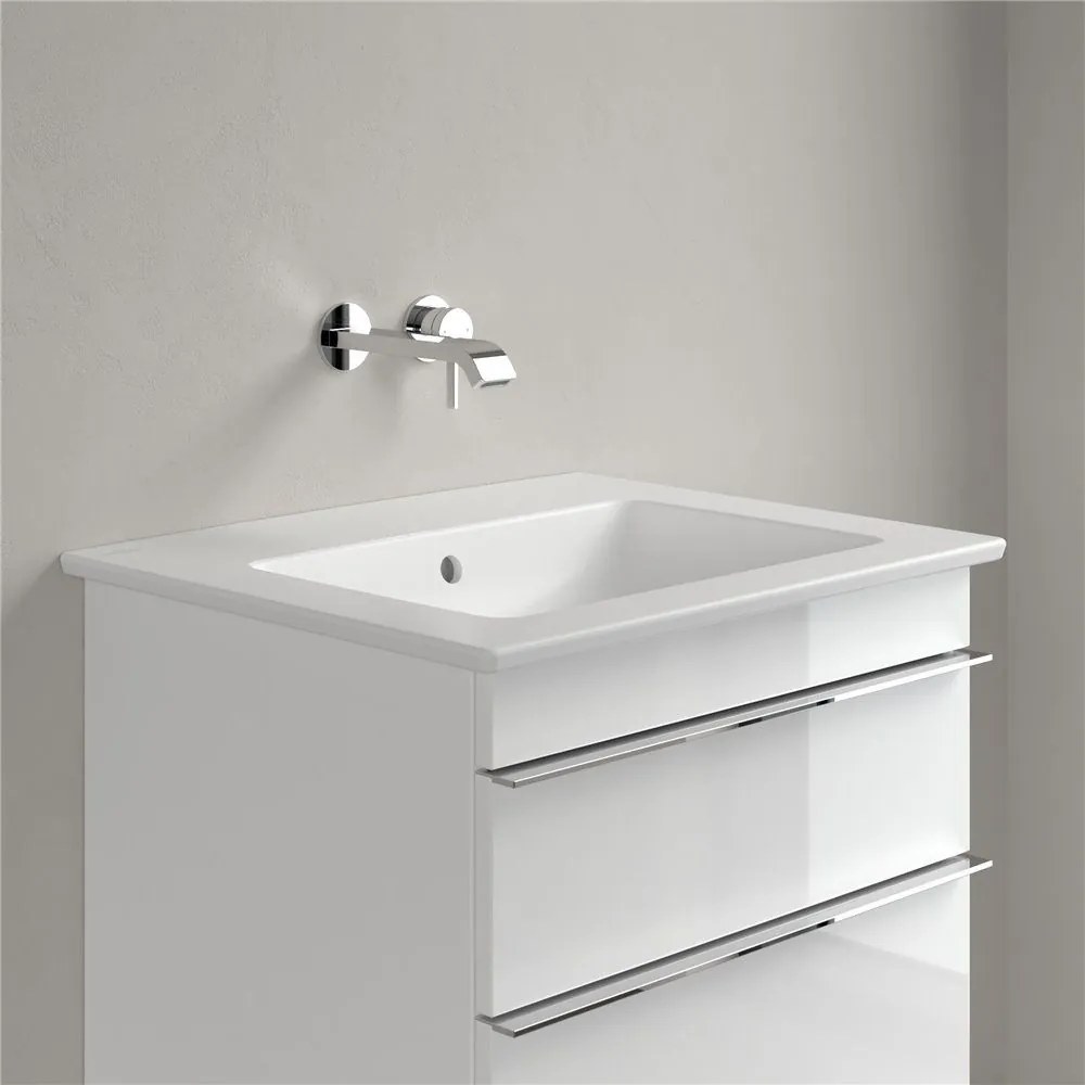 VILLEROY &amp; BOCH Venticello závesné umývadlo bez otvoru, s prepadom, 600 x 500 mm, Stone White, s povrchom CeramicPlus, 412462RW