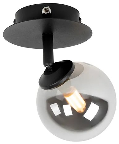 Rustikálne bodové svetlo čierne nastaviteľné s dymovým sklom - Atény