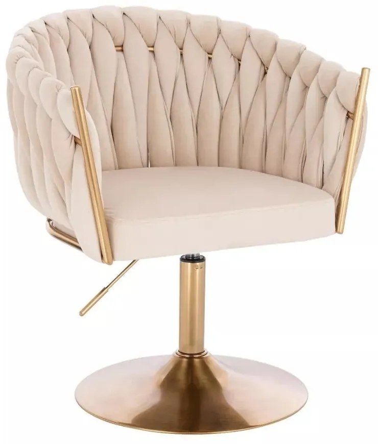 LuxuryForm DESIGN Stolička NORDEN VELUR na zlatom tanieri - krémová