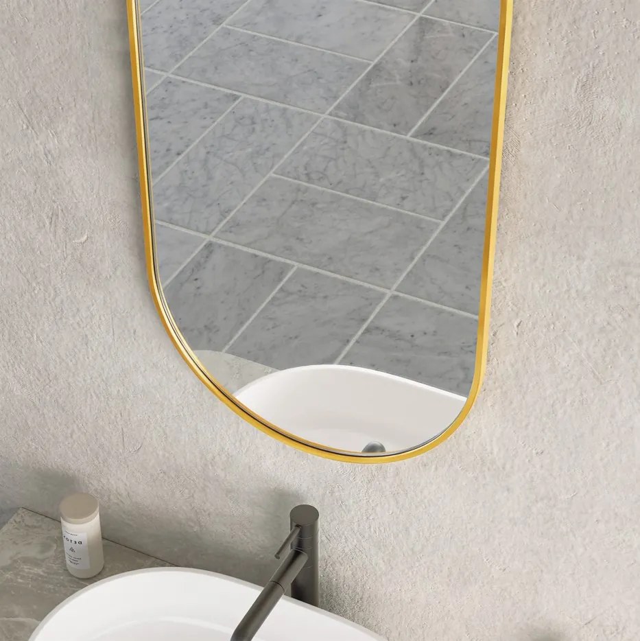 Erga Oval, oválne zrkadlo 45x90cm, zlatý rám, ERG-V01-OVAL-4590-GD