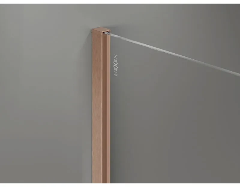 Mexen, Mexen Kioto-X sprchová stena 150 x 200 cm, priehľadná 10 mm, brúsená meď - 800-150-101-65-00-X